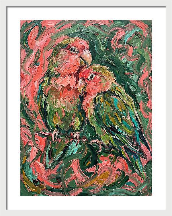 Lovebirds Embracing In Color