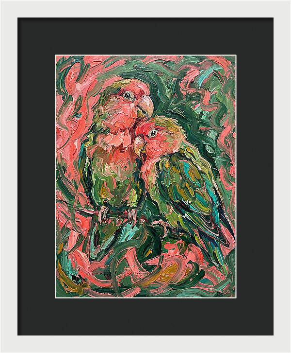 Lovebirds Embracing In Color