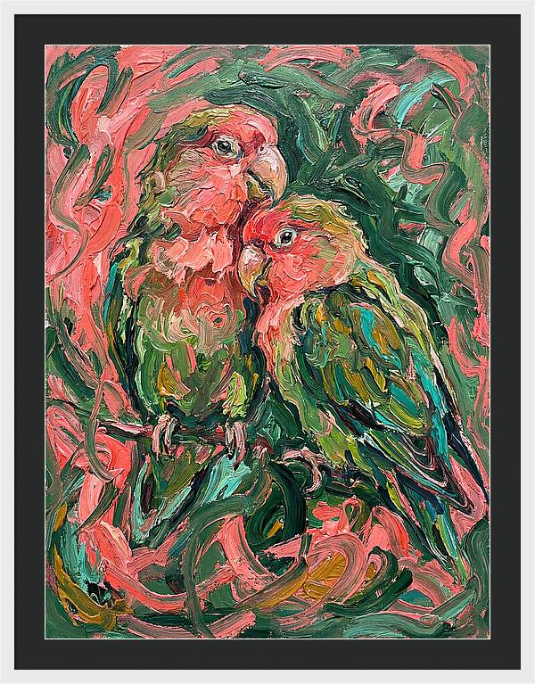 Lovebirds Embracing In Color