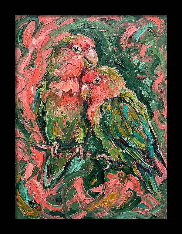 Lovebirds Embracing In Color