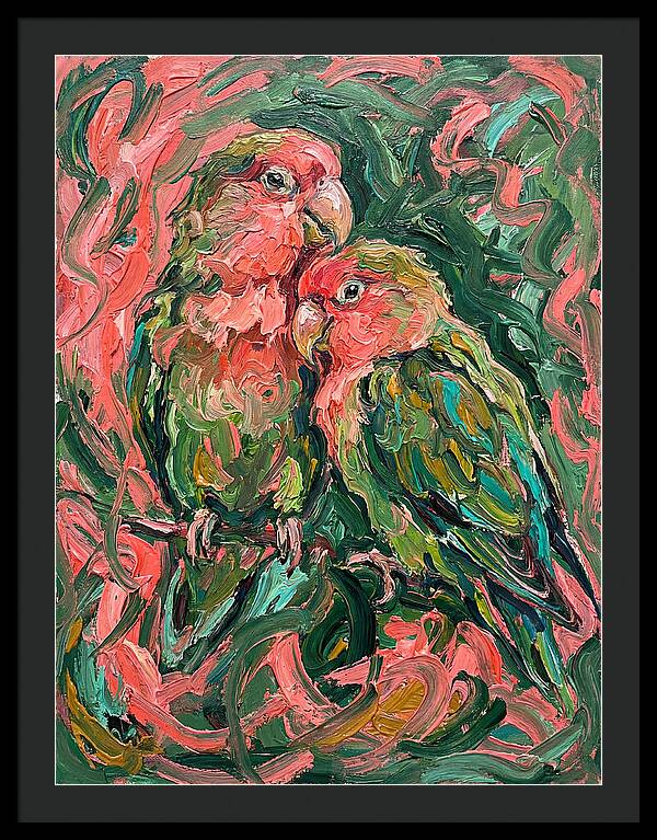 Lovebirds Embracing In Color