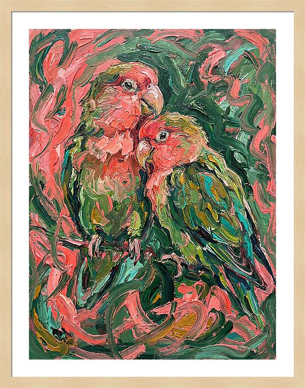 Lovebirds Embracing In Color