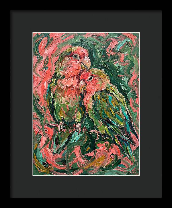 Lovebirds Embracing In Color