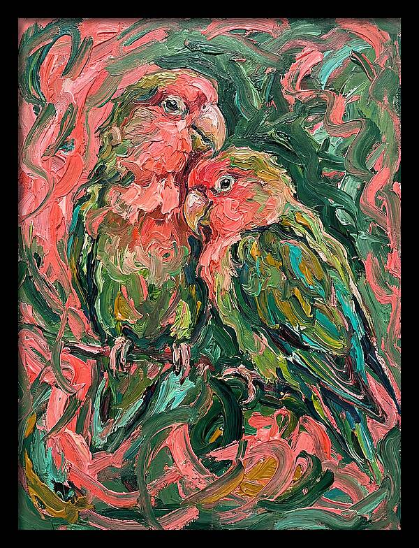 Lovebirds Embracing In Color