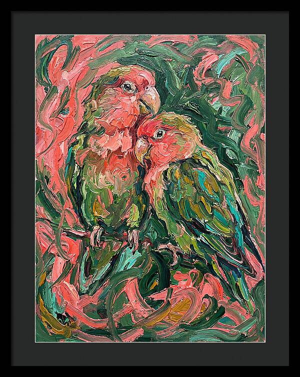 Lovebirds Embracing In Color