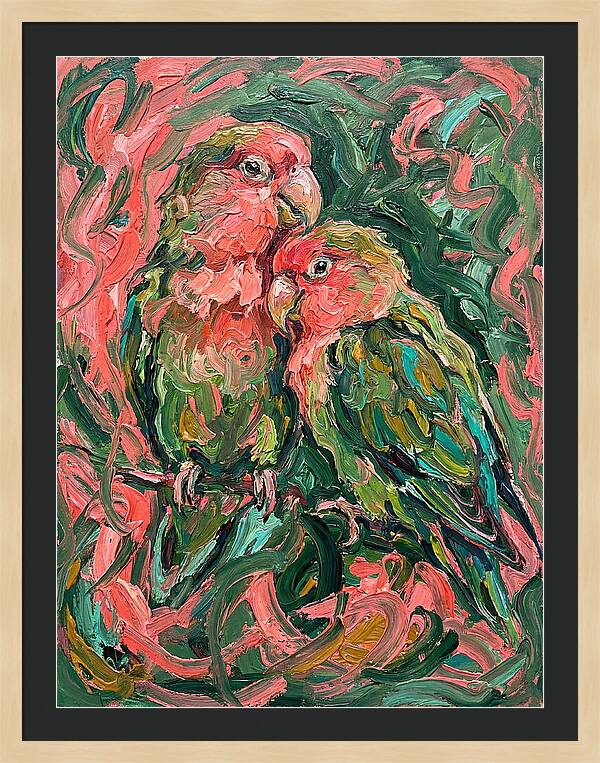 Lovebirds Embracing In Color