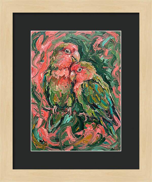 Lovebirds Embracing In Color