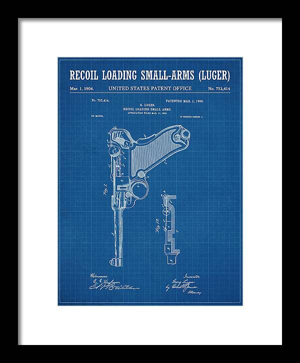 Luger Pistol Recoil Mechanism Blueprint Patent Us753414