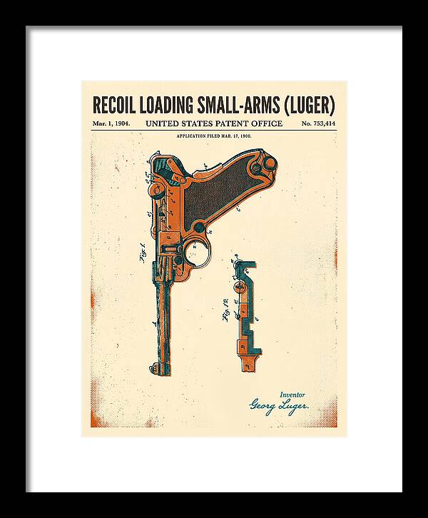 Luger Pistol Recoil Mechanism Retro Patent Us753414