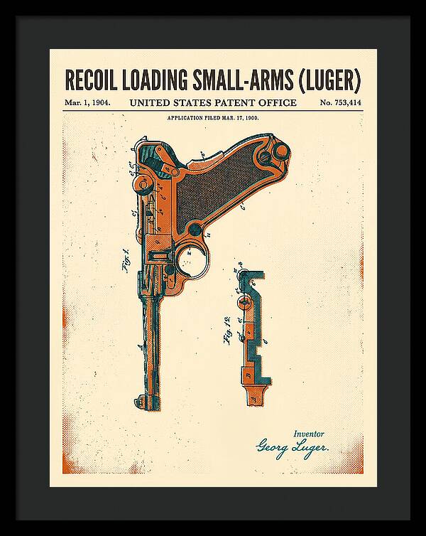 Luger Pistol Recoil Mechanism Retro Patent Us753414