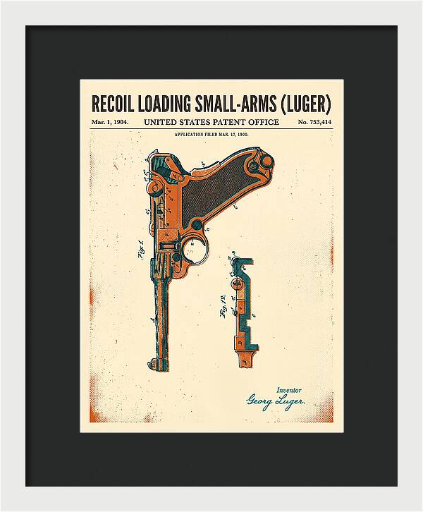 Luger Pistol Recoil Mechanism Retro Patent Us753414