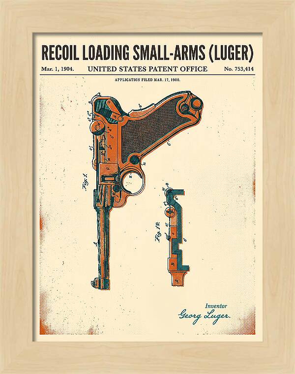 Luger Pistol Recoil Mechanism Retro Patent Us753414