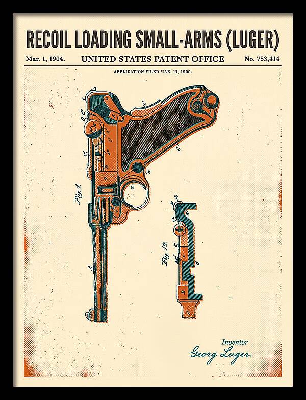 Luger Pistol Recoil Mechanism Retro Patent Us753414