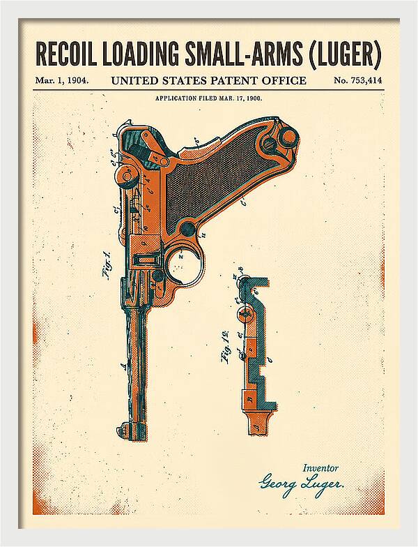 Luger Pistol Recoil Mechanism Retro Patent Us753414