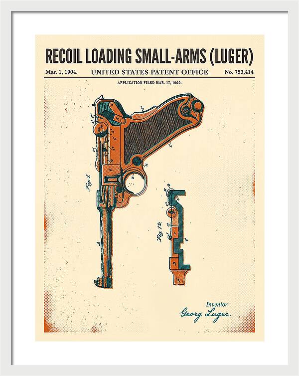 Luger Pistol Recoil Mechanism Retro Patent Us753414