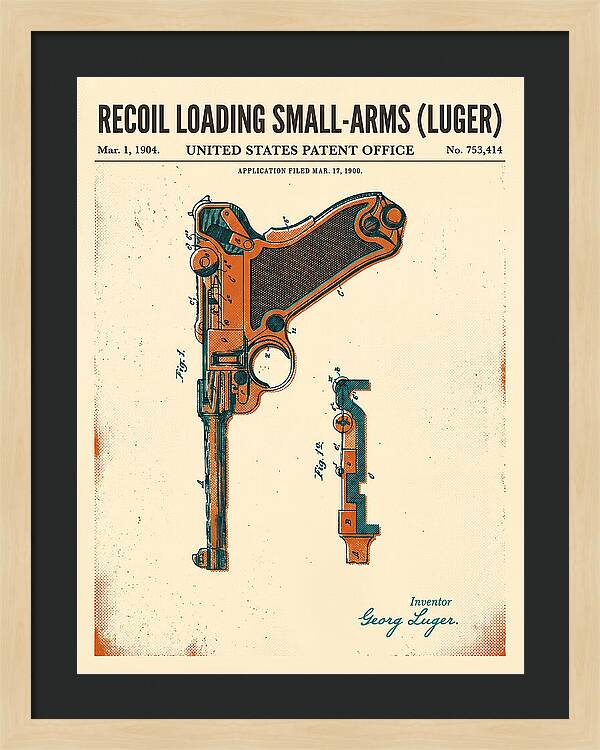 Luger Pistol Recoil Mechanism Retro Patent Us753414
