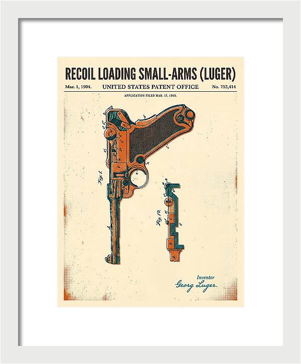 Luger Pistol Recoil Mechanism Retro Patent Us753414