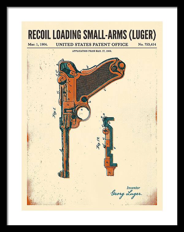 Luger Pistol Recoil Mechanism Retro Patent Us753414