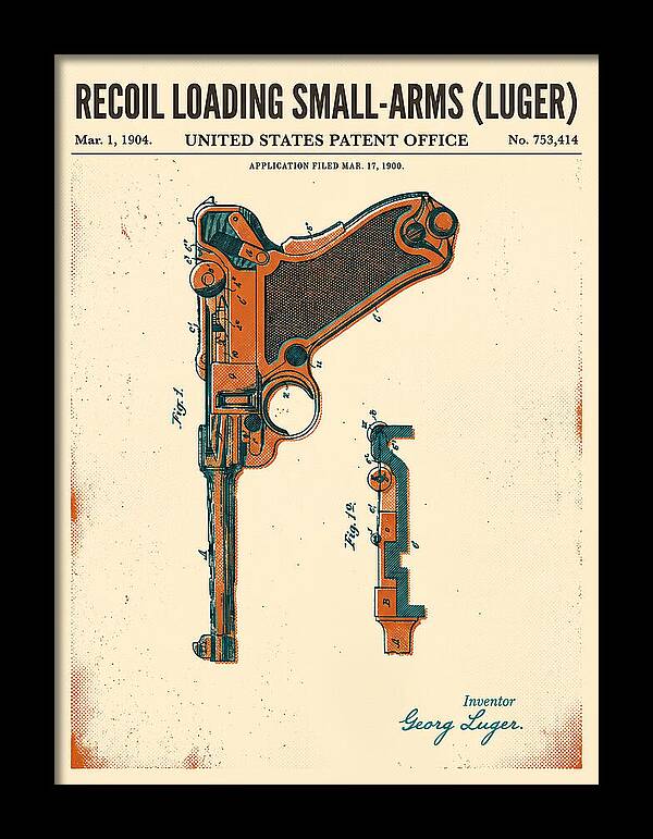 Luger Pistol Recoil Mechanism Retro Patent Us753414