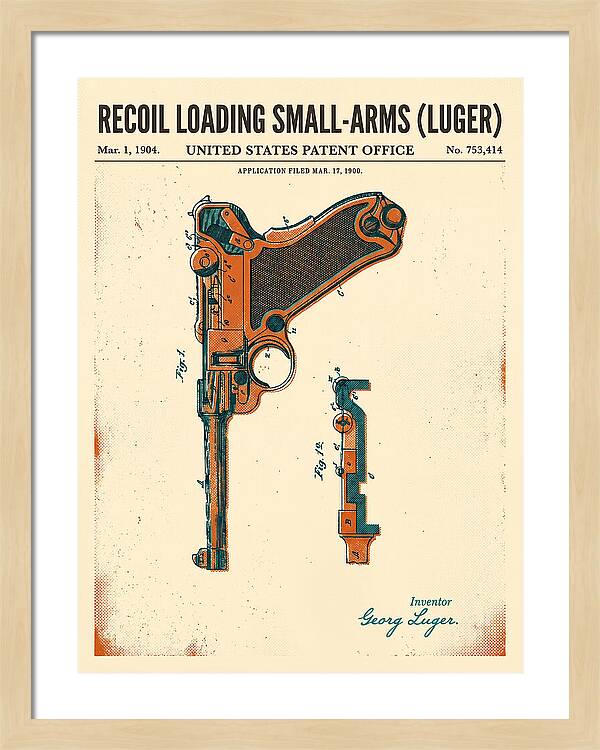 Luger Pistol Recoil Mechanism Retro Patent Us753414