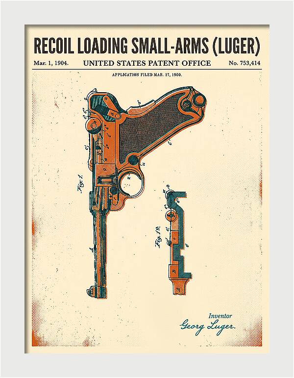 Luger Pistol Recoil Mechanism Retro Patent Us753414