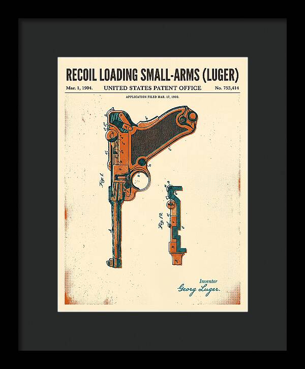 Luger Pistol Recoil Mechanism Retro Patent Us753414