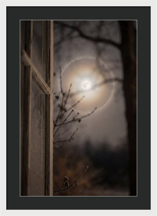 Lunar Halo With Ice Crystal Ring