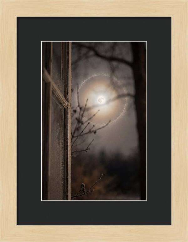 Lunar Halo With Ice Crystal Ring