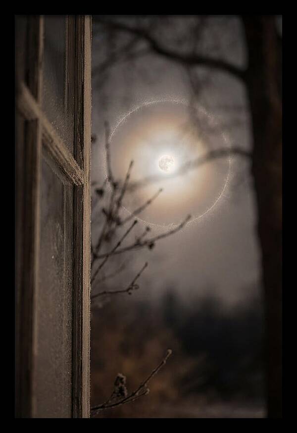 Lunar Halo With Ice Crystal Ring