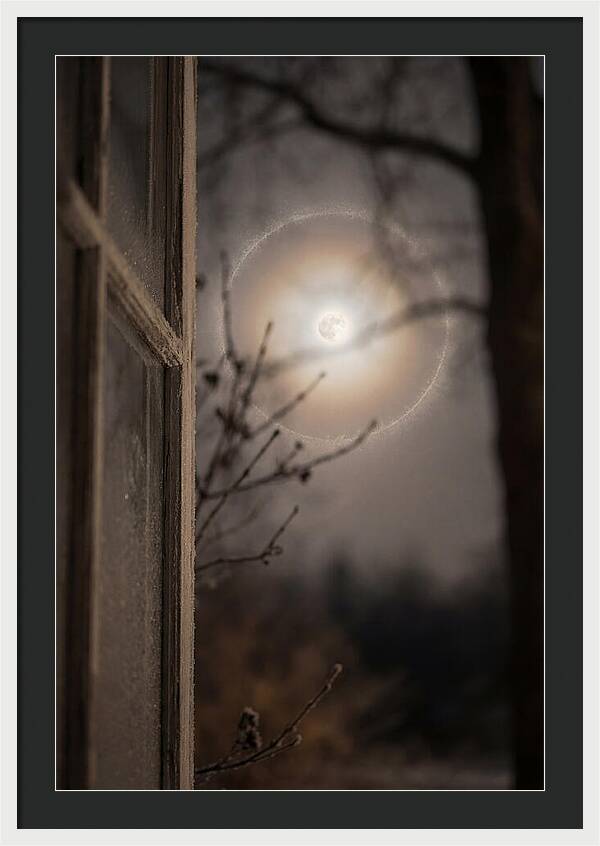 Lunar Halo With Ice Crystal Ring