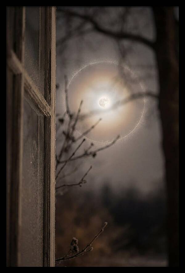 Lunar Halo With Ice Crystal Ring