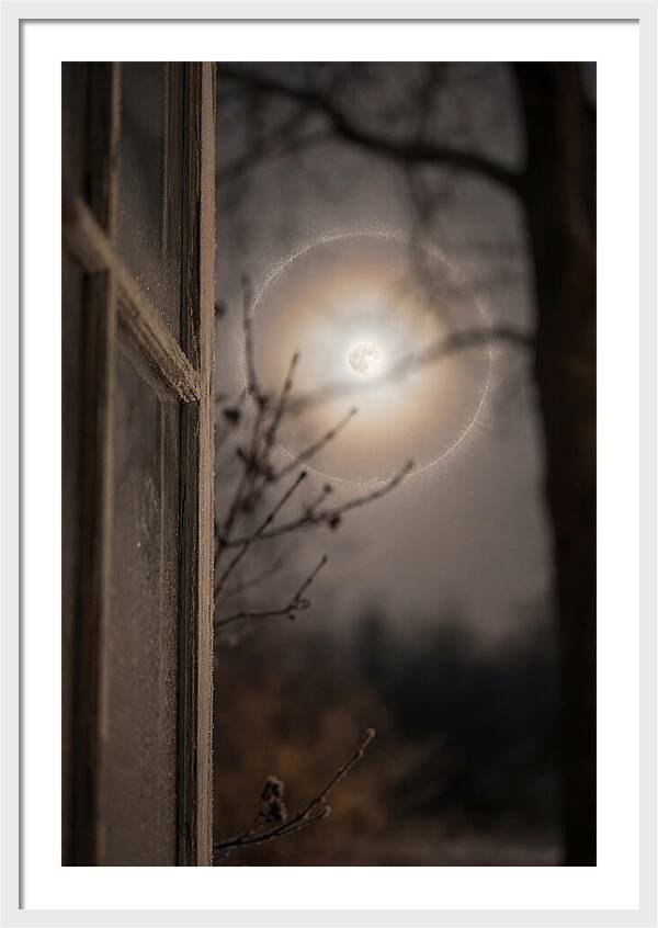 Lunar Halo With Ice Crystal Ring