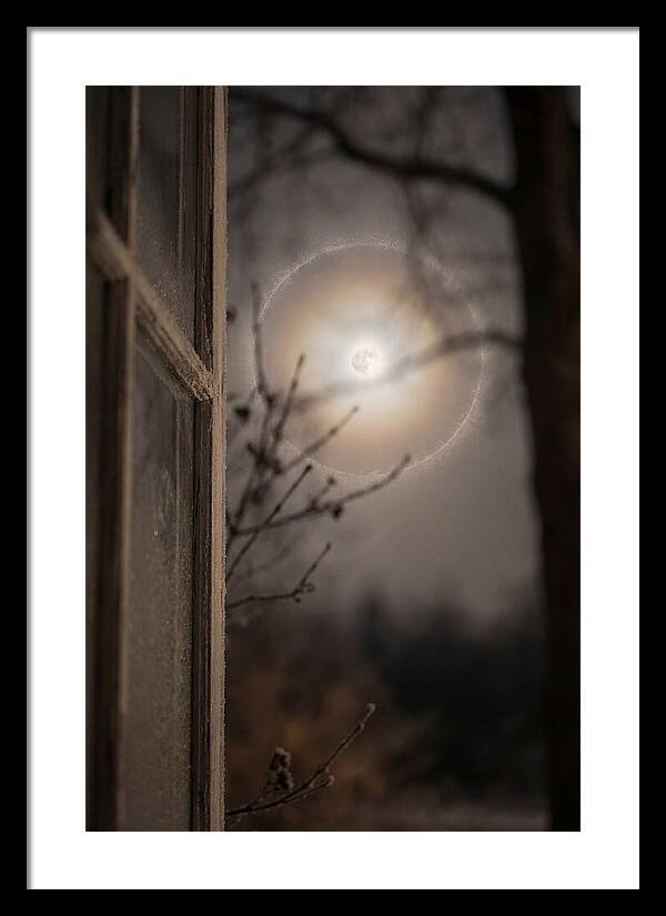 Lunar Halo With Ice Crystal Ring
