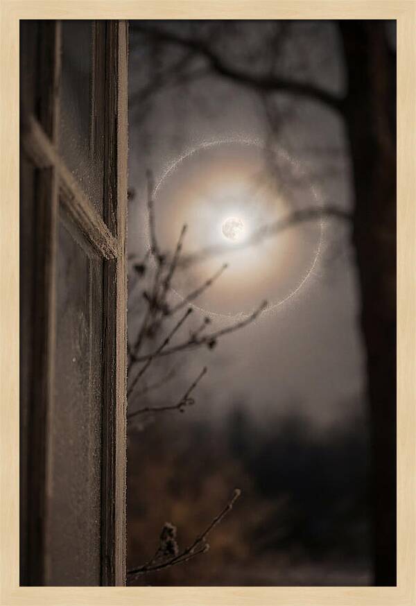 Lunar Halo With Ice Crystal Ring