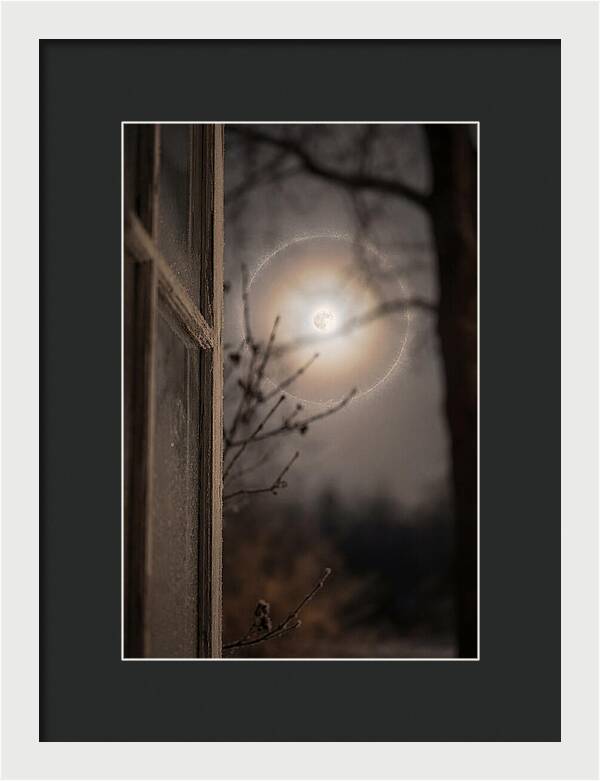 Lunar Halo With Ice Crystal Ring