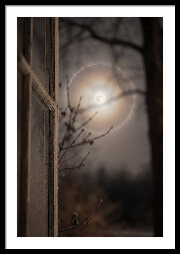Lunar Halo With Ice Crystal Ring