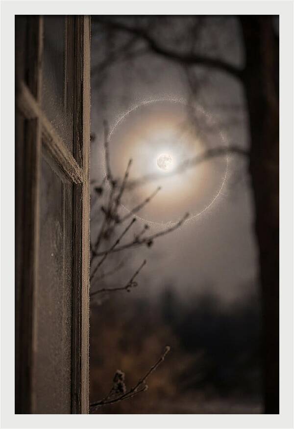 Lunar Halo With Ice Crystal Ring