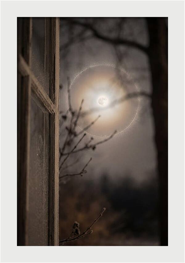 Lunar Halo With Ice Crystal Ring