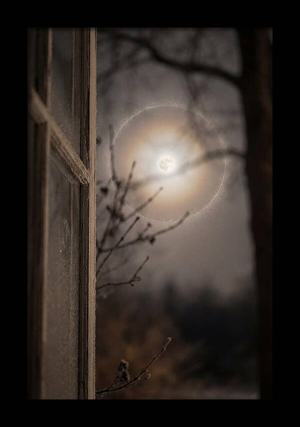 Lunar Halo With Ice Crystal Ring