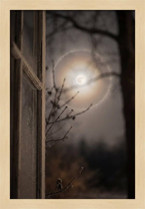Lunar Halo With Ice Crystal Ring