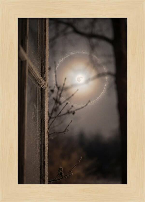 Lunar Halo With Ice Crystal Ring