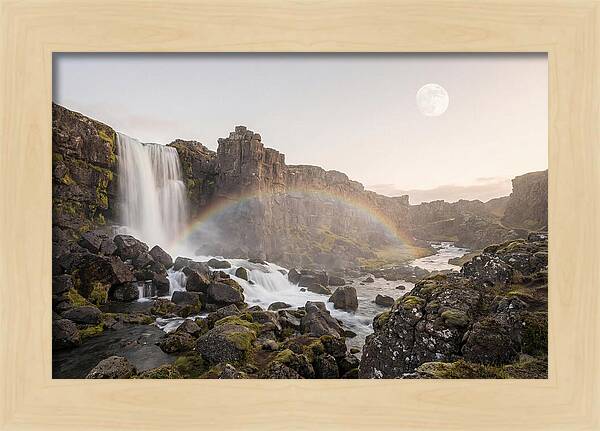 Lunar Rainbow Over Waterfall