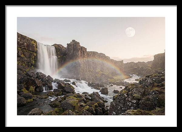 Lunar Rainbow Over Waterfall