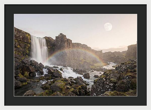 Lunar Rainbow Over Waterfall