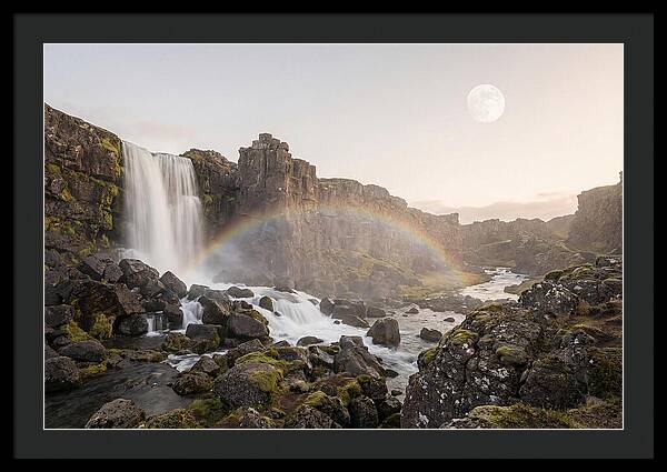 Lunar Rainbow Over Waterfall
