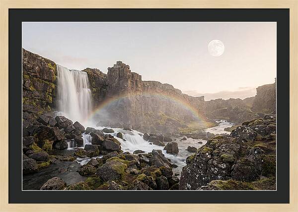 Lunar Rainbow Over Waterfall