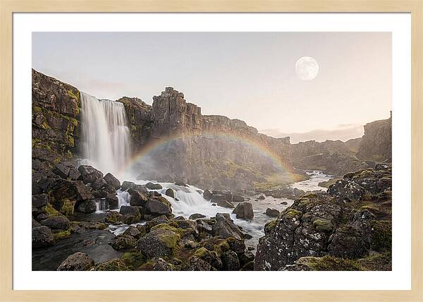 Lunar Rainbow Over Waterfall