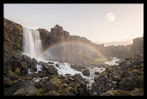 Lunar Rainbow Over Waterfall