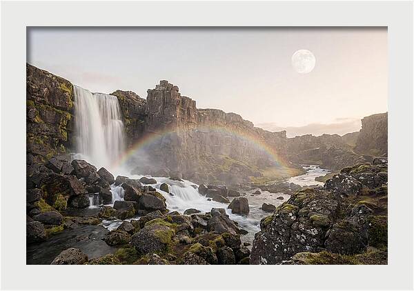 Lunar Rainbow Over Waterfall