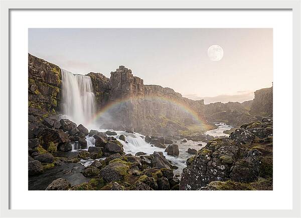 Lunar Rainbow Over Waterfall